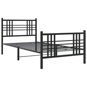 vidaXL Powder-Coated Steel Twin Bed Frame in Black