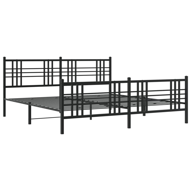 vidaXL Rectangular Modern Steel Full Bed Frame in Black