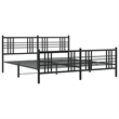 vidaXL Rectangular Modern Steel Full Bed Frame in Black