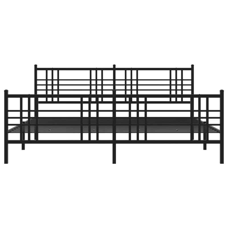 vidaXL Rectangular Modern Steel Full Bed Frame in Black