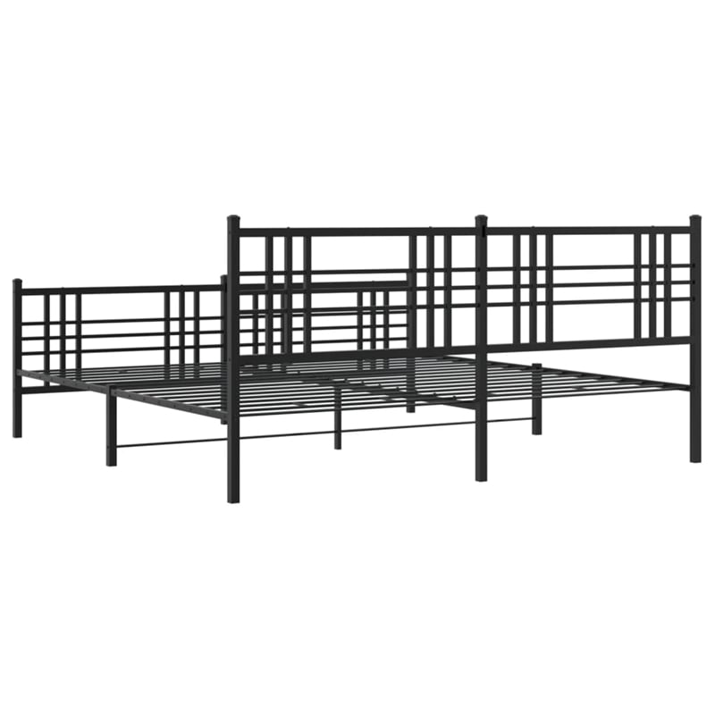 vidaXL Rectangular Modern Steel Full Bed Frame in Black