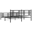 vidaXL Rectangular Modern Steel Full Bed Frame in Black