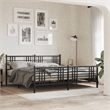 vidaXL Rectangular Modern Steel Full Bed Frame in Black