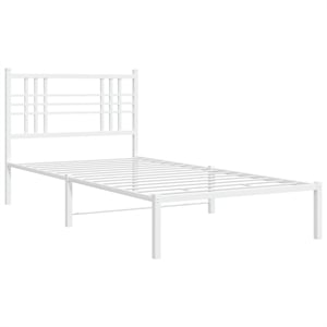 vidaXL Powder-Coated Steel Twin Bed Frame in White