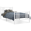 vidaXL Rectangular Steel Single Bed Frame in White