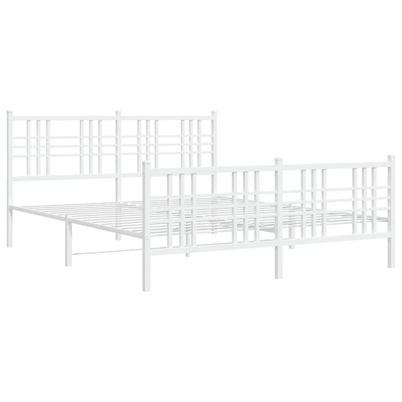 vidaXL 59 x 79 Rectangular Bed Frame in White
