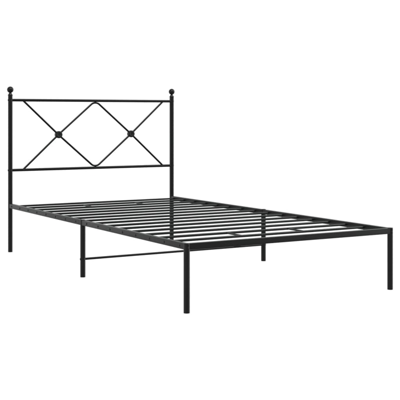 vidaXL Powder-Coated Steel Twin Bed Frame in Black