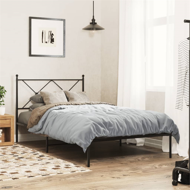 vidaXL Powder-Coated Steel Twin Bed Frame in Black