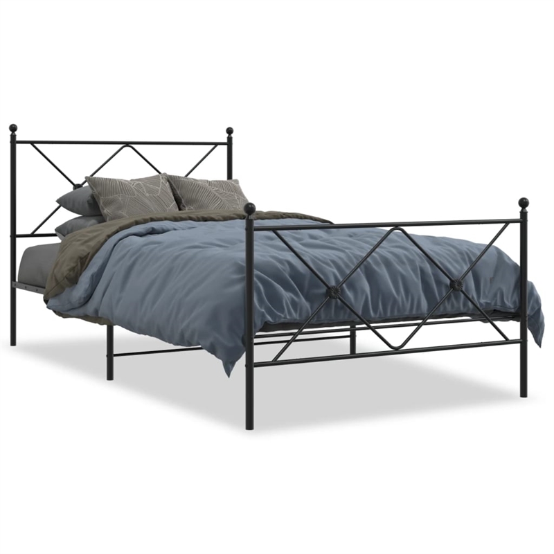 vidaXL Engineered wood Twin Bed Frame in Black