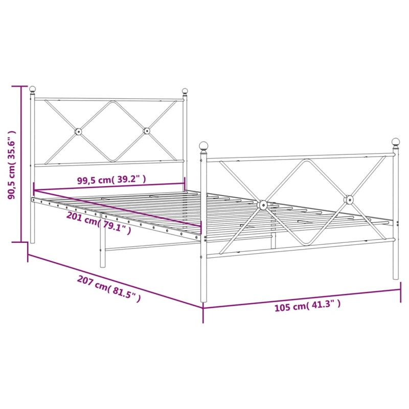 vidaXL Engineered wood Twin Bed Frame in Black