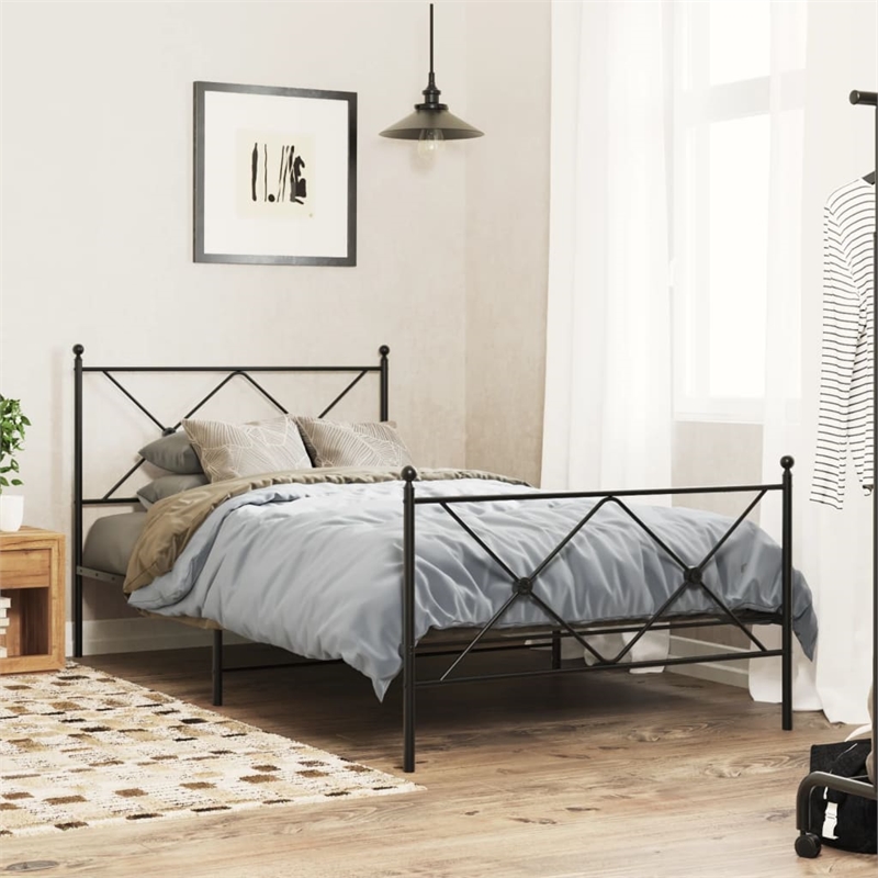 vidaXL Engineered wood Twin Bed Frame in Black