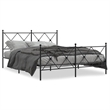 vidaXL Rectangular Powder-Coated Steel King Bed Frame in Black