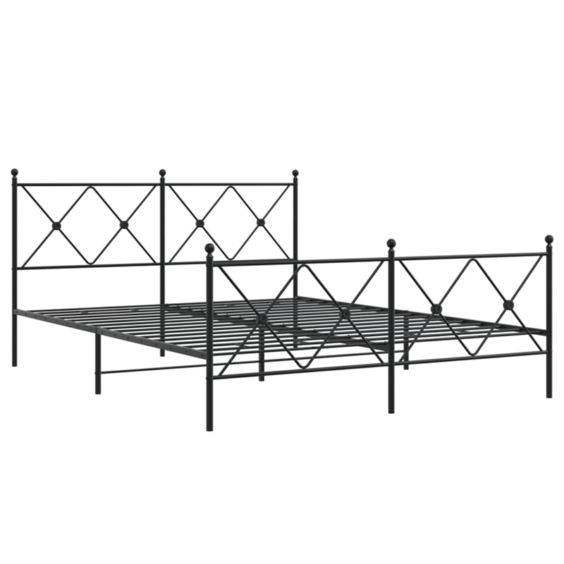 vidaXL Rectangular Powder-Coated Steel King Bed Frame in Black