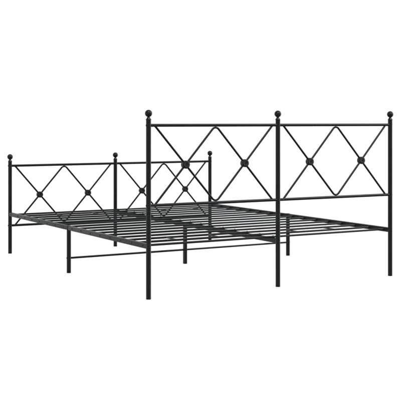 vidaXL Rectangular Powder-Coated Steel King Bed Frame in Black