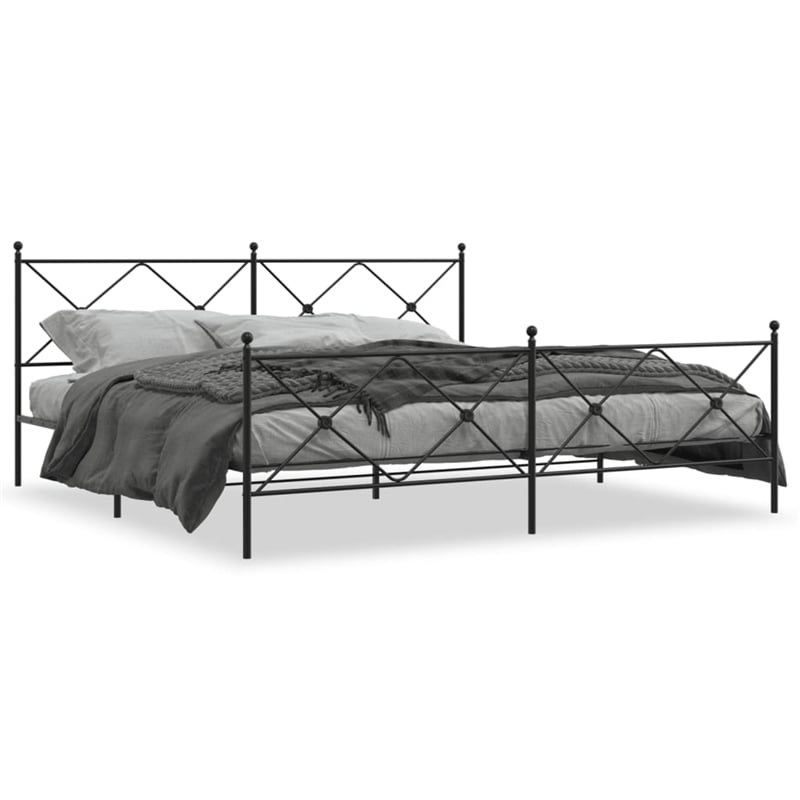 vidaXL Rectangular Steel King/Double Bed Frame in Black