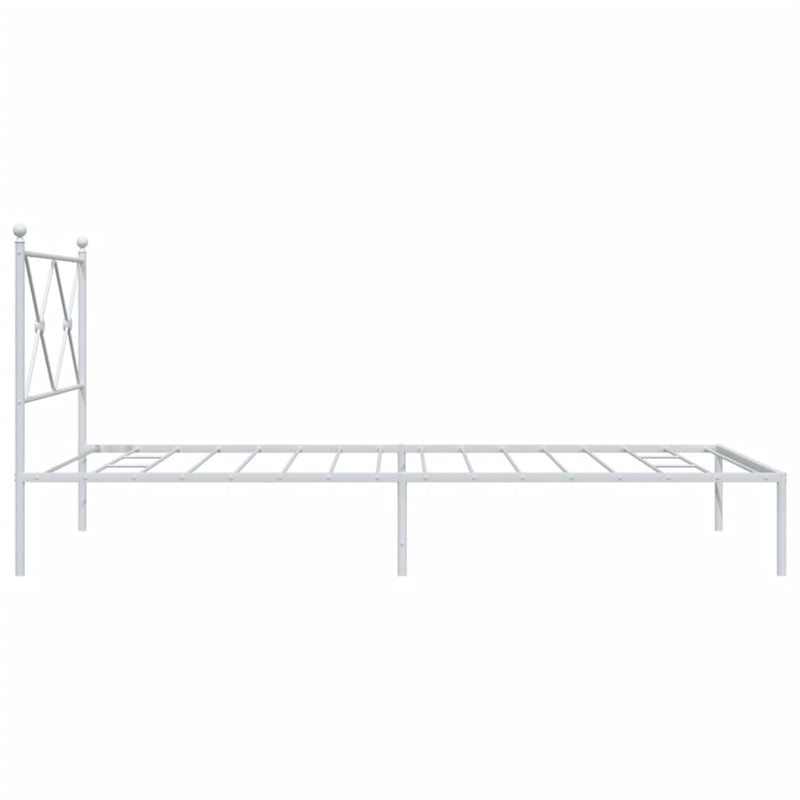 vidaXL Powder-Coated Steel Single Durable Bed Frame in White