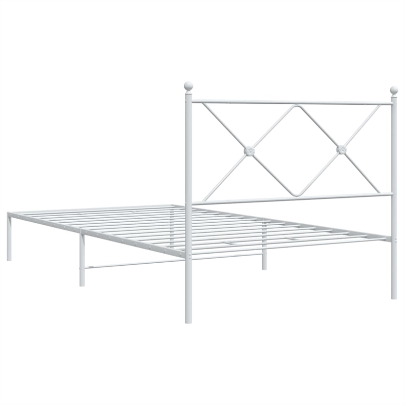 vidaXL Powder-Coated Steel Single Durable Bed Frame in White