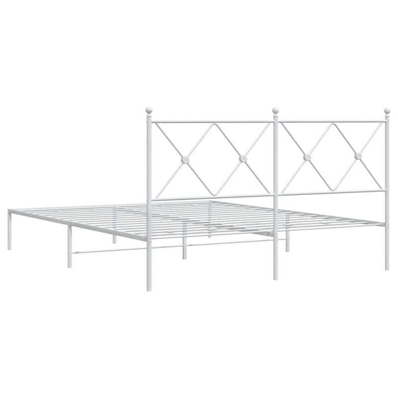 vidaXL Powder-Coated Steel King Size Bed Frame in White