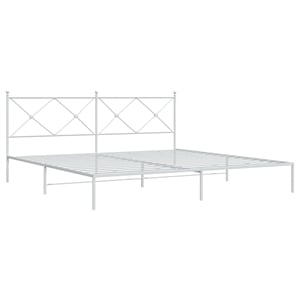 vidaXL Rectangular Powder-Coated Steel Full Bed Frame in White