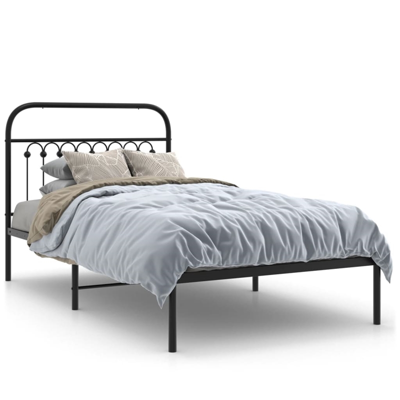 vidaXL Engineered wood Twin Bed Frame in Black