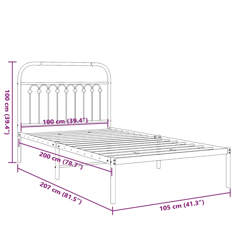 vidaXL Engineered wood Twin Bed Frame in Black