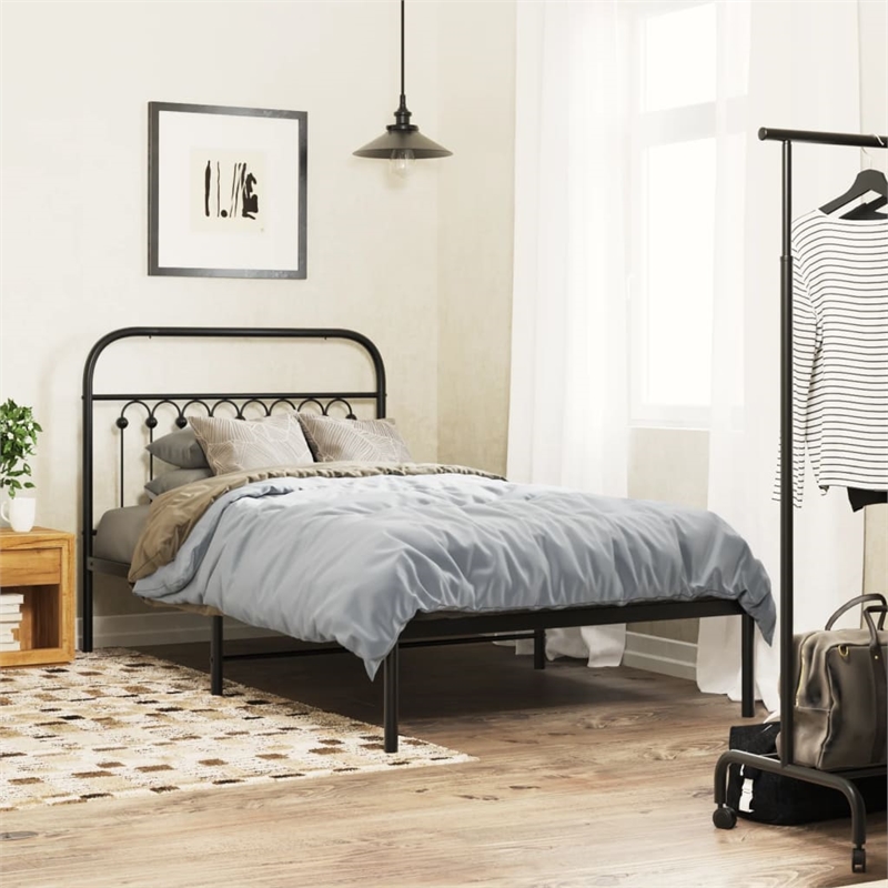 vidaXL Engineered wood Twin Bed Frame in Black