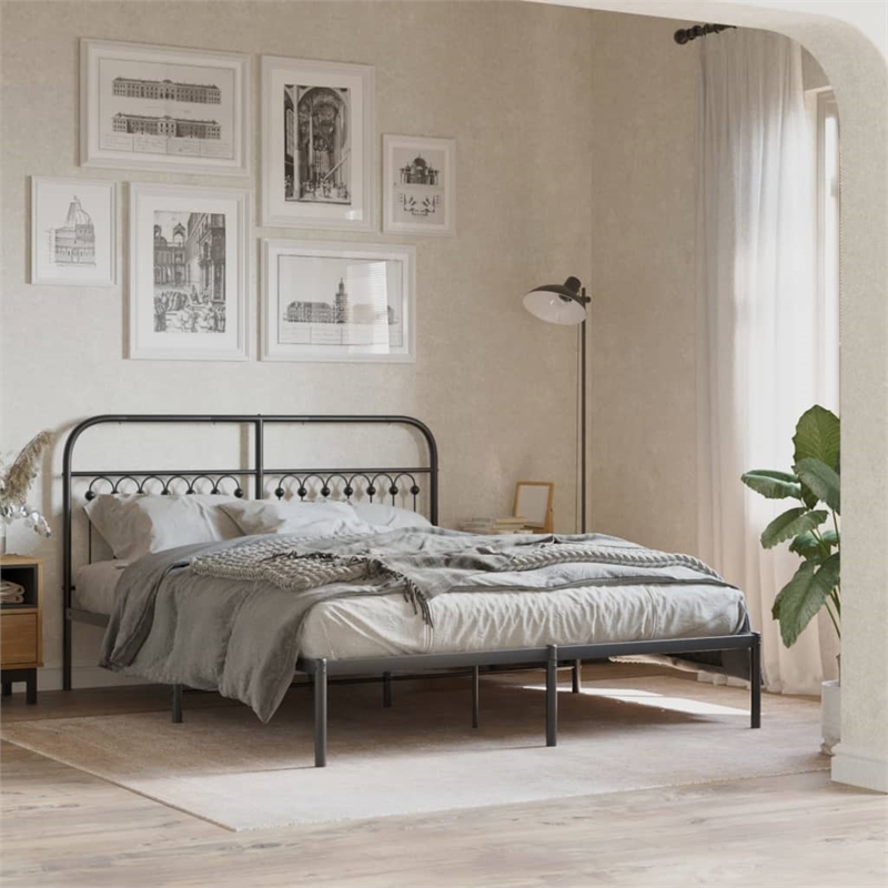 vidaXL Engineered Wood King Bed Frame in Black