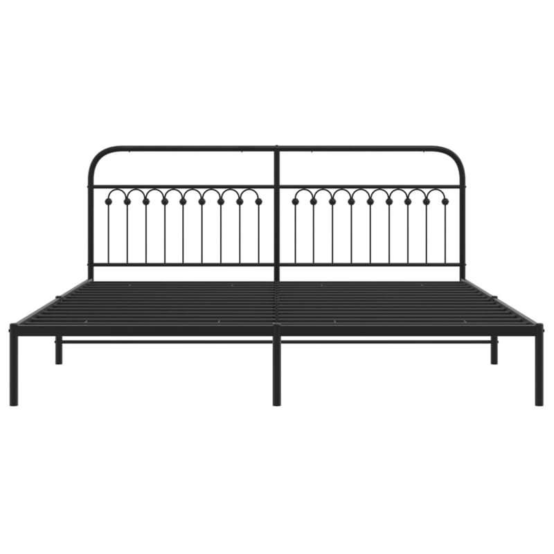 vidaXL Rectangular Modern Steel Full Bed Frame in Black