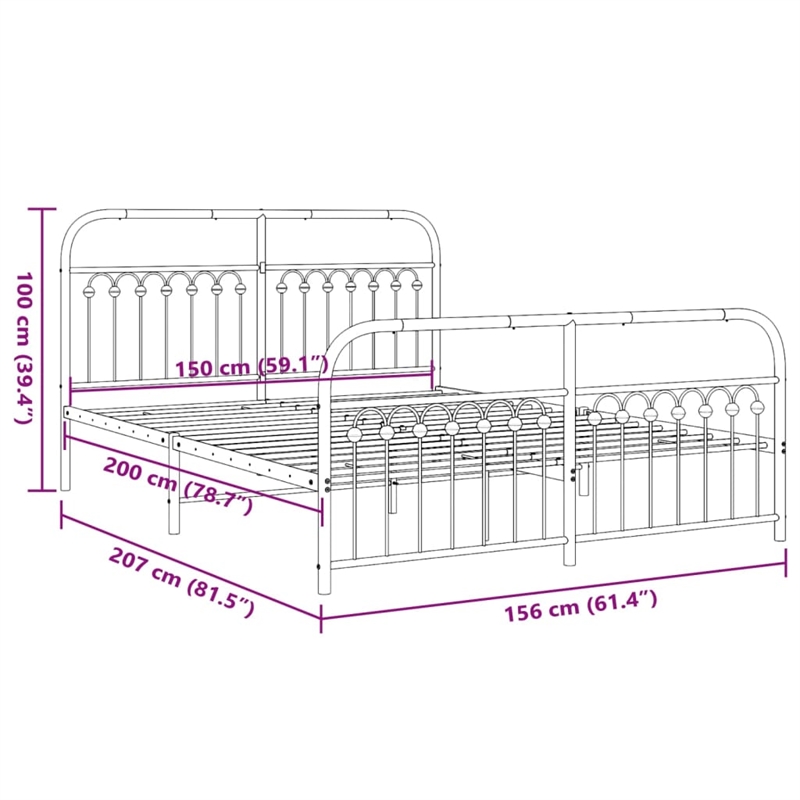 vidaXL Engineered Wood King Bed Frame in Black