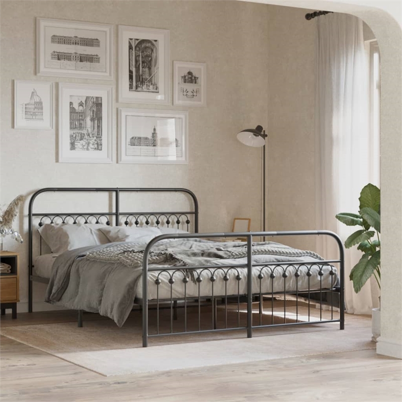 vidaXL Engineered Wood King Bed Frame in Black