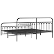 vidaXL Rectangular Modern Steel Full Bed Frame in Black