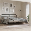 vidaXL Rectangular Modern Steel Full Bed Frame in Black