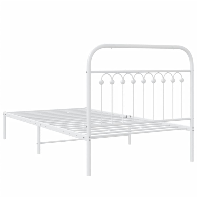 vidaXL 39.4 x 78.7 Rectangular Bed Frame in White Steel