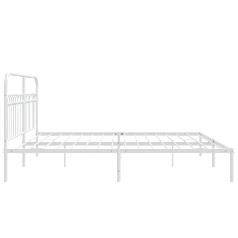 vidaXL Rectangular Powder-Coated Steel Full Bed Frame in White