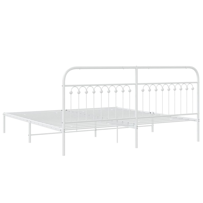 vidaXL Rectangular Powder-Coated Steel Full Bed Frame in White