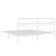 vidaXL Rectangular Powder-Coated Steel Full Bed Frame in White