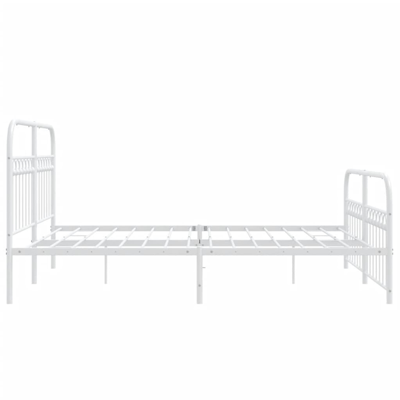 vidaXL Rectangular Powder-Coated Steel Full Bed Frame in White