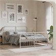 vidaXL Rectangular Powder-Coated Steel Full Bed Frame in White