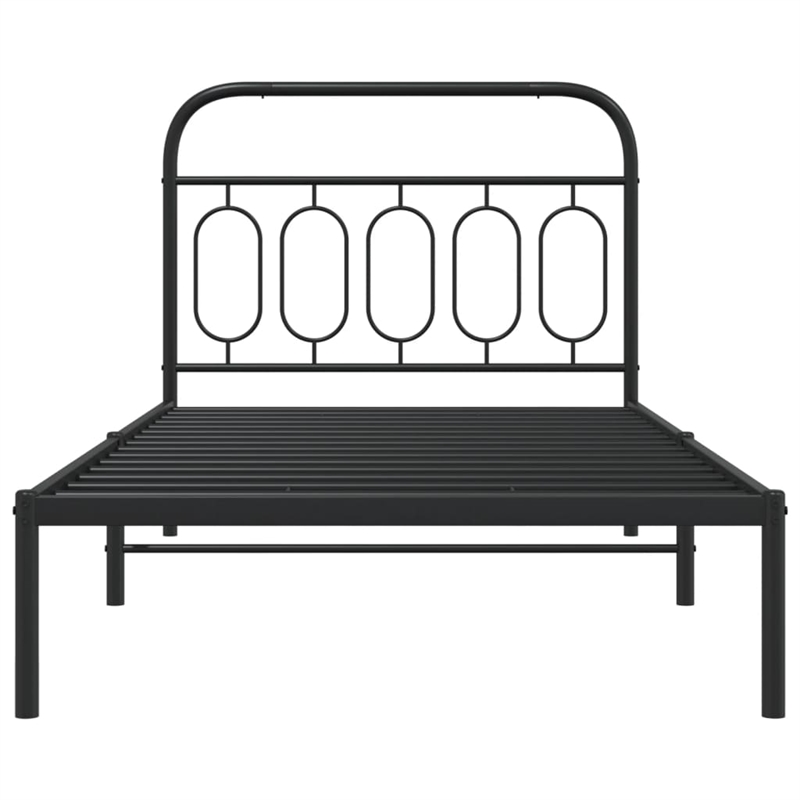 vidaXL 39.4x78.7 Rectangular Bed Frame in Black Steel