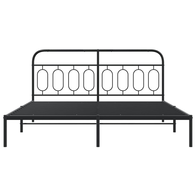 vidaXL Rectangular Modern Steel Full Bed Frame in Black