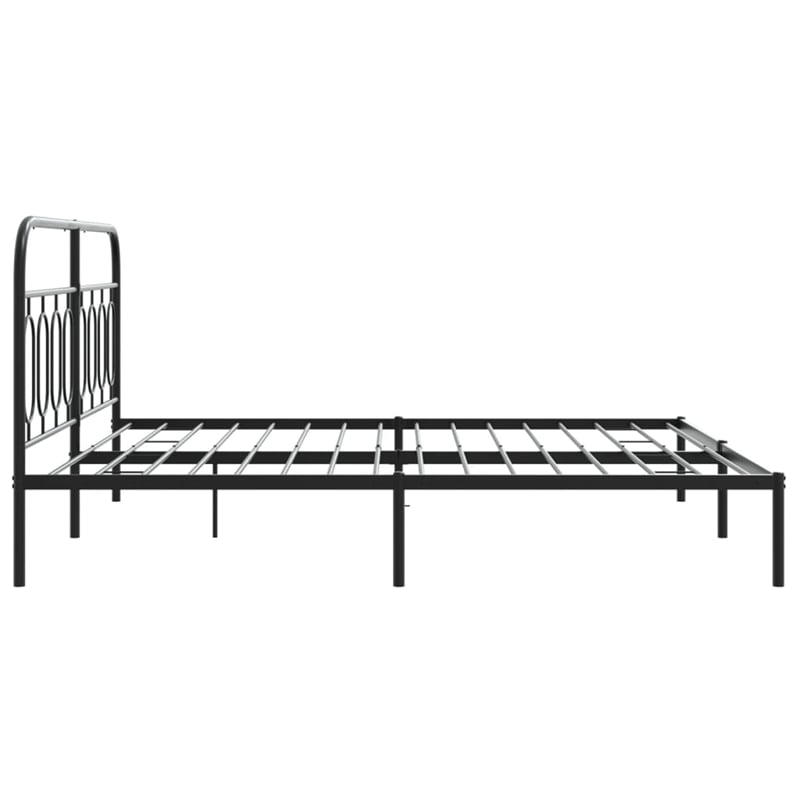 vidaXL Rectangular Modern Steel Full Bed Frame in Black