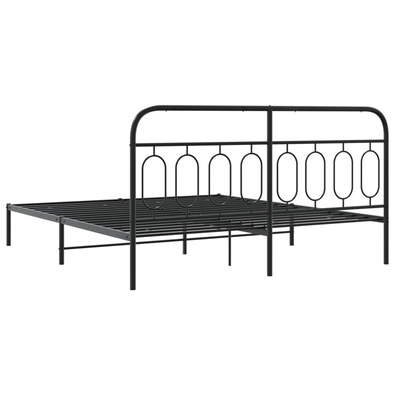 vidaXL Rectangular Modern Steel Full Bed Frame in Black