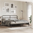vidaXL Rectangular Modern Steel Full Bed Frame in Black