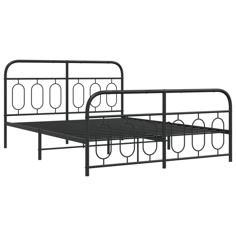 vidaXL Rectangular Modern Steel Full Bed Frame in Black