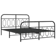 vidaXL Rectangular Modern Steel Full Bed Frame in Black