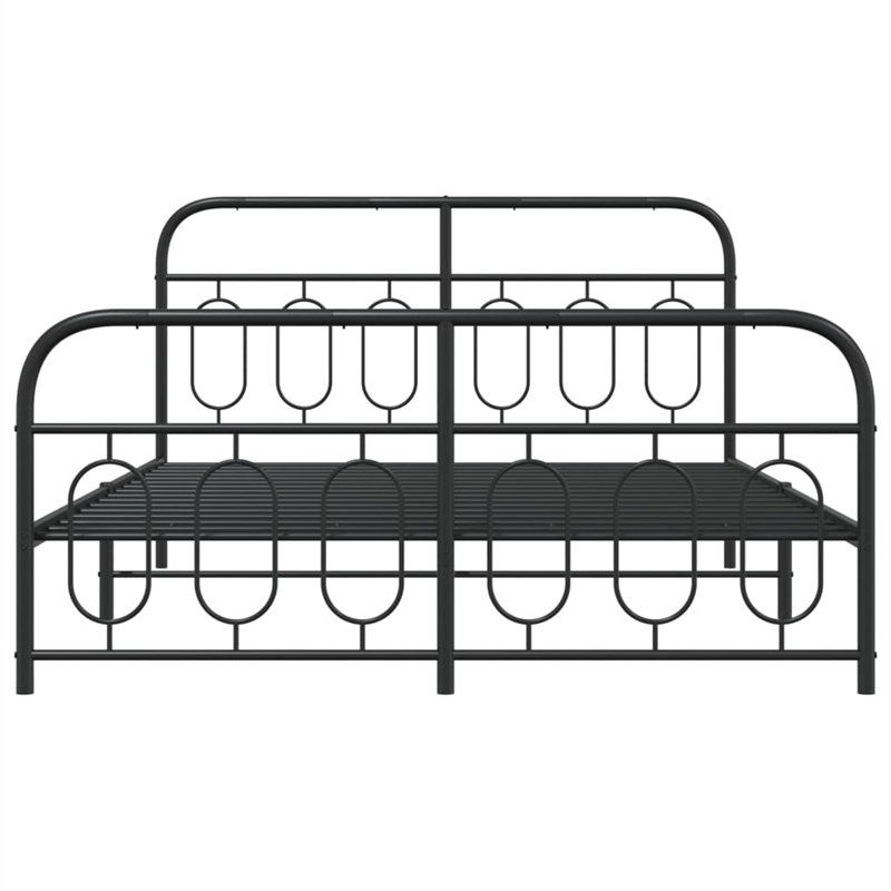 vidaXL Rectangular Modern Steel Full Bed Frame in Black