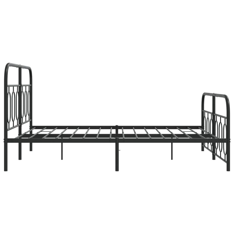 vidaXL Rectangular Modern Steel Full Bed Frame in Black