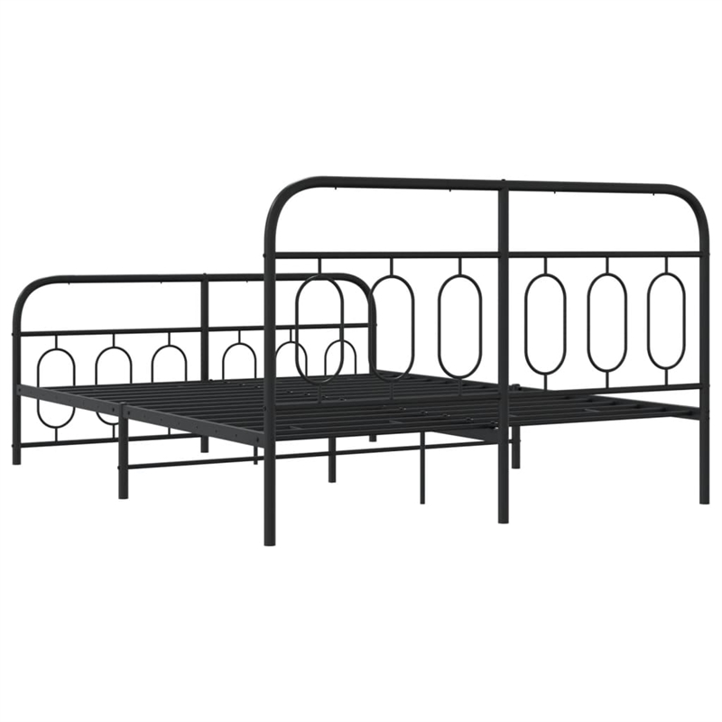 vidaXL Rectangular Modern Steel Full Bed Frame in Black