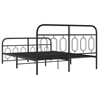 vidaXL Rectangular Modern Steel Full Bed Frame in Black