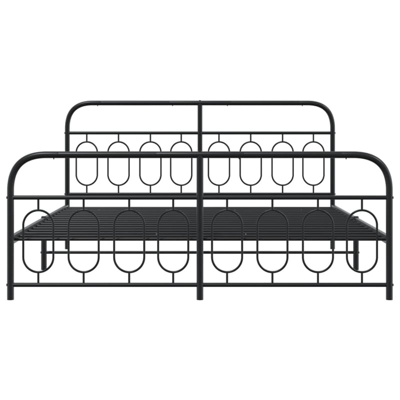 vidaXL Rectangular Modern Steel Full Bed Frame in Black